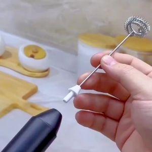 2IN 1 Electric Milk Frother 3Speed Coffee Mixer USB Rechargeable Foam Maker Egg Beater Whisk Blender