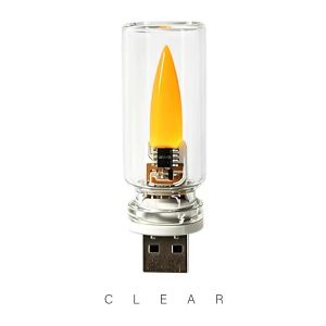 USB Flame Flickering LED Frosted Clear Glass Candle Night Light Simulated Flame for Car Home Room Laptop PC Festival Decoration