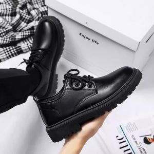 Fashion Mens Leather Shoes Formal Casual Soft Leather Shoes Lace Up School Shoes For Mens
