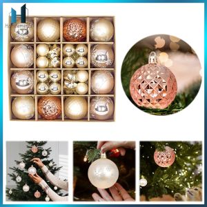 【Homelements】 44Pcs Christmas Tree Ornaments Xmas Decorative Hanging Ornaments Christmas Hanging Balls for Christmas Tree Decorations