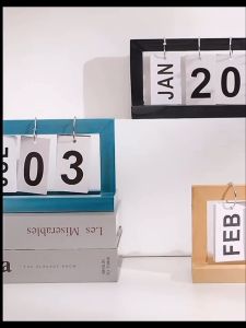 Nordic Simple Flip calendar Ins Calendar Wooden Frame Desk Calendar Desktop Office Home Decor Page-Turning Calendar Natural