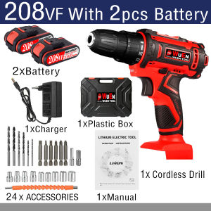 【Local Shop】80NM Cordless Drill 208VF 20V 2Battery Screwdriver Drill 25+3 Electric Drill multifunctional Power Tools Rechargeable Drilling board Drill for Worx Batteries Drilling Woodworking Electric tool