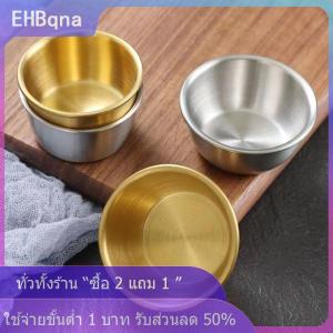 [COD] EHBqna KITCHEN ถ้วยน้ำจิ้มสแตนเลส304ซอสทรงกลม50 60มล. ถ้วยเครื่องปรุงขนาดเล็กแบบใช้ซ้ำได้ถ้วยน้ำจิ้ม