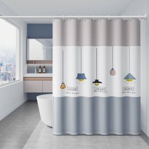 คุณภาพสูง240 (กว้าง) X200 (สูง) ซม. ห้องน้ำม่านอาบน้ำกันน้ำลายการ์ตูนสัตว์และดอกไม้และใบไม้และใบไม้หนาโพลีเอสเตอร์กันน้ำม่านประตูม่านอาบน้ำ + ตะขอ12อัน