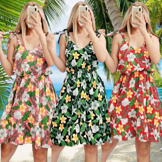 Cotton Summer Dress Floral Mini Dresses Beach Wear Lazada PH