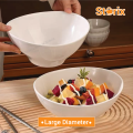 Storix Ceramic Ingot Shape Large Deep Soup Bowl Noodle Bowl Salad Bowl White Thick Porcelain Serving Bowl. 