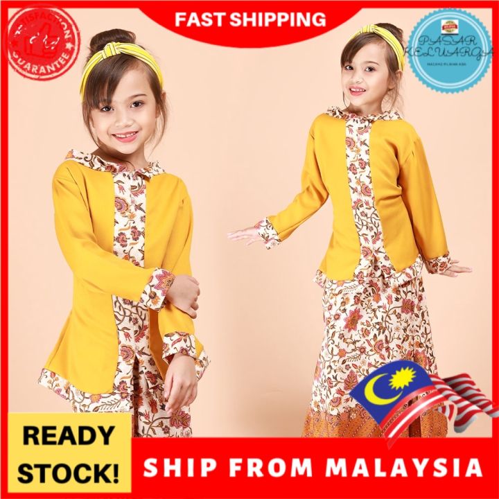 Ready stock] Kids Front Zip Traditional Baju Kebaya Kurung Set