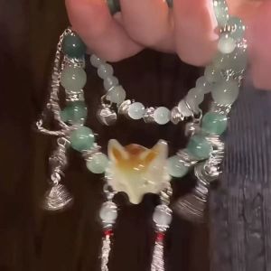 New Chinese fox mask beaded bracelet popular long double circle stacked bracelet personalized niche retro jewelry tide