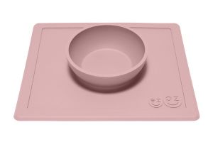 EZPZ Silicone Suction Happy Placemat + Bowl l 100% Food-Grade Silicone Bowl with Built-in Placemat for Toddlers + Preschoolers l Dishwasher Safe