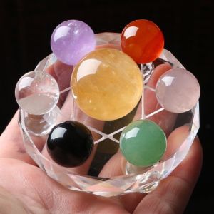 Natural crystal feng shui seven star array natural color crystal ball plus decorative board base