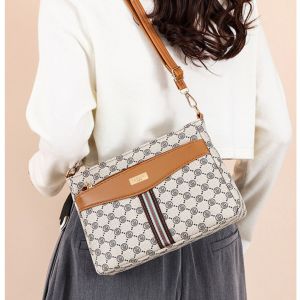 HANAMI Tas Selempang Wanita Elrica TA1054B7 Coklat Kulit Branded Mewah Cantik Terbaru Motif Premium