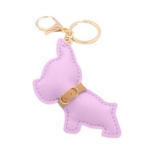 Bulldog Dog Keychain Accessory PU Leather Dog Lover Keyring Backpack Decoration for Pet Lovers and Car Enthusiasts