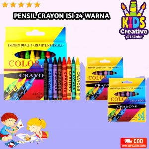 PENSIL CRAYON ISI 24 WARNA / PENSIL WARNA GAMBAR 24PCS / CRAYON SET ANAK 24 ART SET / ARTSET 24 PCS / PENSIL KRAYON ANAK / P N