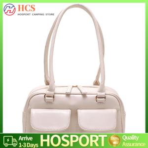 【HCS】Retro Women Tote Bag Double Pocket PU Leather Underarm Bag Fashion Solid Designer Armpit Bag Casual Zipper Portable Ladies Purses