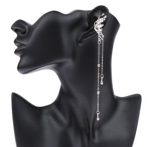 Minwen 1 Cặp Đôi Đôi Đôi Đôi Cánh Thiên Thần Chất Lỏng Kim Loại Bướm Tassel Tai Cuff Không Xỏ Khuyên Tai Hợp Thời Trang Punk Thiết Kế Nữ Dài Tai Clip Đồ Trang Sức