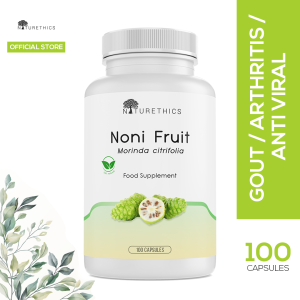 Naturethics Noni Fruit Capsules Non GMO Herbal Food Supplement Healthy Organic Rich in Ascorbic Acid Vitamin C Antioxidant Anti Cancer Immune System Booster Liver Detoxifier glutathione vit E anti virus Anti Diabetes Blood sugar