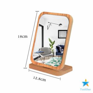 Tookdee กระจกแต่งฐานพับได้ ปรับองศาได้ ขอบอัดทำด้วยไม้  มี 2 ขนาดให้เลือก Makeup mirror