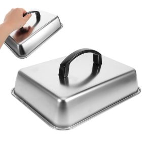 LIUJIR Heat Resistant Cheese Melting Dome S/M/L/XL Stainless Steel Rectangular Basting Cover Multipurpose Wear-resistant Frying Pan Cover Cookware Accessories