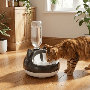 CC SP Large Capacity Cat Gravity Water Dispenser Splash-proof Non-Slip Pet Drinking Station Water Drinking Machine Stable Base Cat Water Feeder Daily Drinking