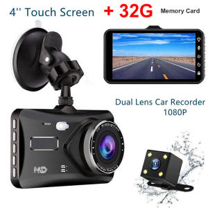 【Shipping From Malaysia】 1296P Dual Lens 4" Touch Screen Car Dash Camera Recorder DVR Dash Cam Front and Rear Reverse Cam Recording Night Vision 170° degree Wide Angle Dashcam with memory card 32G