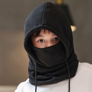 BMFUEW Solid Color Children Balaclava Hat Polar Fleece Thick Hike Cycling Cap Fashion Neck Warmer  Hood Beanies Boys