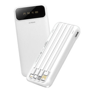 Asaki A-B3564 Power Bank 10000mAh พร้อมสายชาร์จ 4 วิธี มีหน้าจอ LED รับประกัน 1 ปี ชาร์จเร็ว 2A