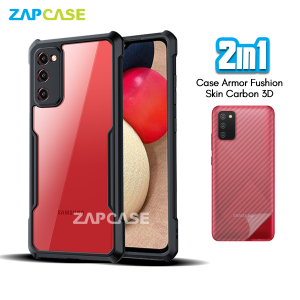 Case Samsung A21s Armor Fushion Casing Free Skin Karbon