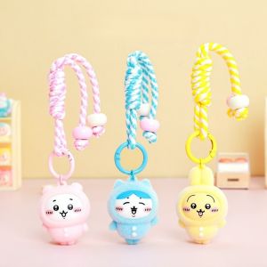 Kawaii Chiikawa Flocking Keychain Cartoon Hachiware Usagi Keyring Girls Bag Pendant Accessories Christmas Gifts