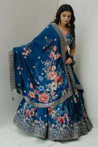 [PRE-ORDER] Semistitched  Foux Georgette With Digital Print Lengha (10-15days delivery)