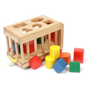 Đồ chơi xe cũi thả hình khối đồ chơi xe kéo thả hình học khối cho bé