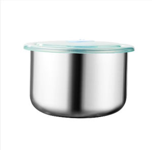 Hộp tròn đựng bảo quản thực phẩm Inox 304 có nắp đậy màu xanh tiện dụng