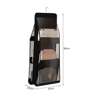 6/8 Grids Handbag Storage Artifact Bag Dust-proof Cover Door Behind Bag Storage Hanging Shelf Household Dormitory Storage Bag Organizer