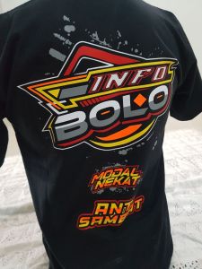 Kaos Racing INFO BOLO Kwalitas Distro | bahan katun kombed 24s tebal