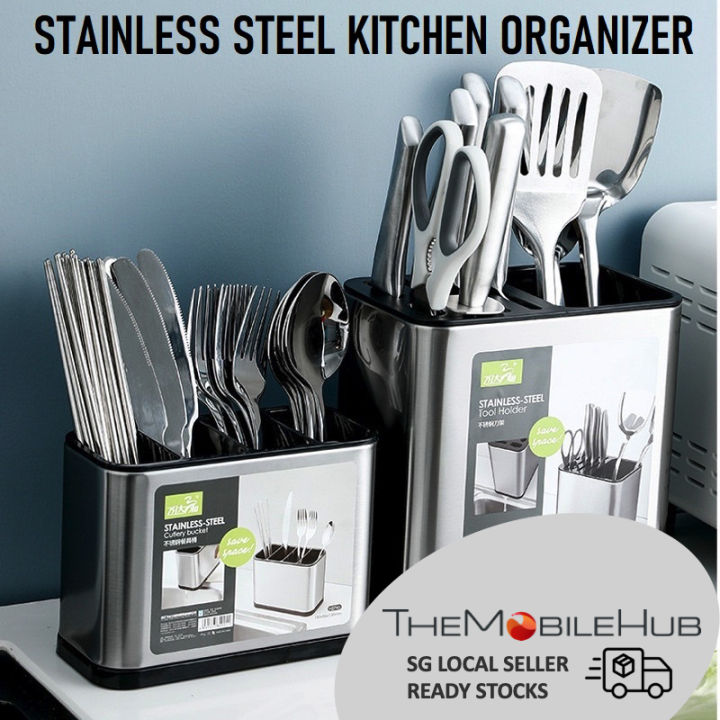 Stainless Steel Cutlery Holder Utensil Kitchen Knife Holder Spoon Fork ...