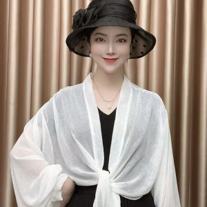 New strappy chiffon solid color sunscreen shawl loose sunscreen clothing driving cycling travel air conditioner clothing thin jacket