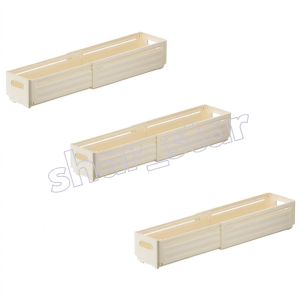 Daons Expandable Storage Box Adjustable Pantry Organizer Kitchen Gap Drawer Trolley 3pc Beige Small
