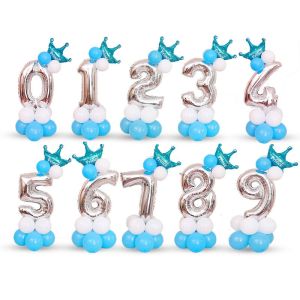 HappyBaloon Paket Balon Angka Umur Usia Ulang Tahun Ultah Besar Jumbo 80 Cm Set Murah Silver Pink Biru PAB-03
