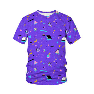 [Local Stock] VCC Vintage 80s 90s Graphic T-shirt for Men Retro 3d Printed Geometric T Shirts Hip Hop Short Sleeve Tees Street Oversized T Shirt