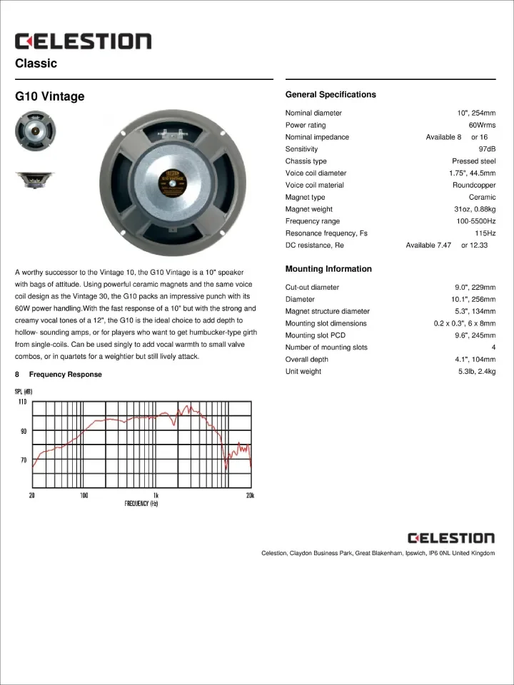 Celestion g10 vintage 8 fashion ohm