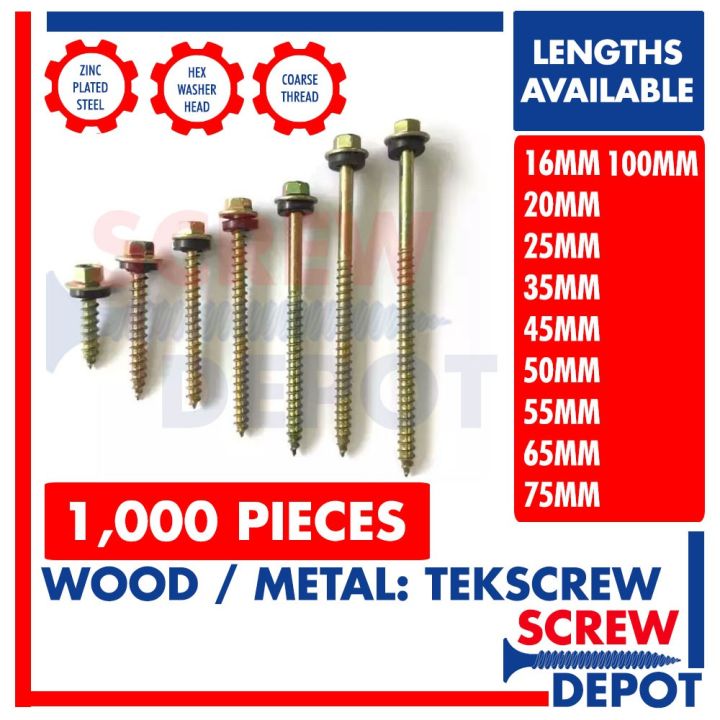 Texcrew Bit 1000PCS 1 inch to 4 inches Metal and Wood Tekscrew / Tek Roof Teks Tex ...