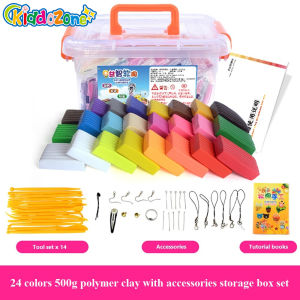 KiddoZone 24/36 Colors Air Dry Clay Kit Polymer Clay Magic Modeling Clay Ultra Light Clay with Accessories Tools Storage Box and Tutorials for Kids DIY Crafts 20g Per Color