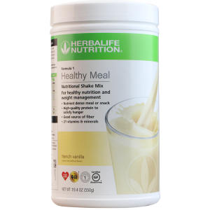 Herbalife Formula 1 Protein & Nutrition Shake Mix  - available in Cafe Latte Strawberry Vanilla and Chocolate flavors.
