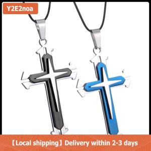 【Local shipping】 Fashion Versatile Cross Pendant Necklaces For Women Men Hip Hop Creative Temperament Necklaces Jewelry Accessories Gifts