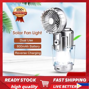 Solar Charging Fan Light Outdoor Lighting LED Camping Light  Power Emergency USB Charging Battery