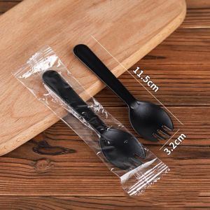 [10 PCS] Sendok Garpu 2 in 1 / Spork Plastik / Sendok Garpu Kecil Mini Spork Dessert Spoon