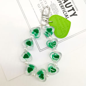 [haoh] Love Heart Lanyard Anti-Lost Bracelet For Mobile Phone Case Wrist Strap Car Keychain Cute Phone Charm