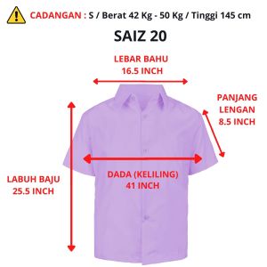 FH045 - KEMEJA PENGAWAS LENGAN PENDEK PURPLE COTTON