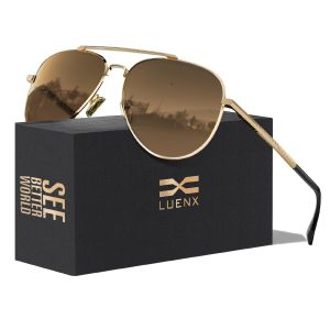 LUENX Kacamata Hitam Aviator Sunglasses for Men Women Polarized Driving Classic Shades - UV 400 Protection with Accessories 60MM Original Sunglasses 2610-3