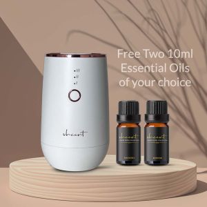 shcent Tranquil R Aroma Nebulizer Diffuser | Waterless | Rechargeable | Quiet | Ambient Night Light | Auto Off | For Home | Bundled with two 10ml Hotel Essential Oil