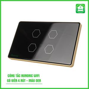 Công Tắc Cảm Ứng Wifi Thông Minh Hunonic 4 Kênh Viền Nhôm Điều Khiển Trên Điện Thoại Hẹn Giờ Tự Động